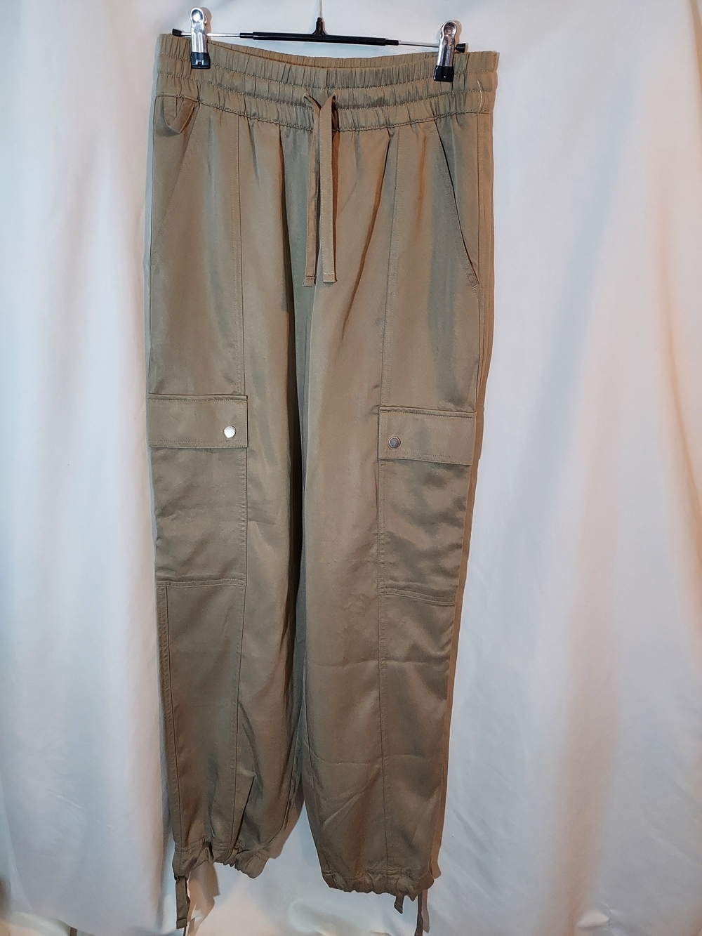 Athleta Khaki Cargo Drawstring Jogger Pants Utility Travel Tan Size XS